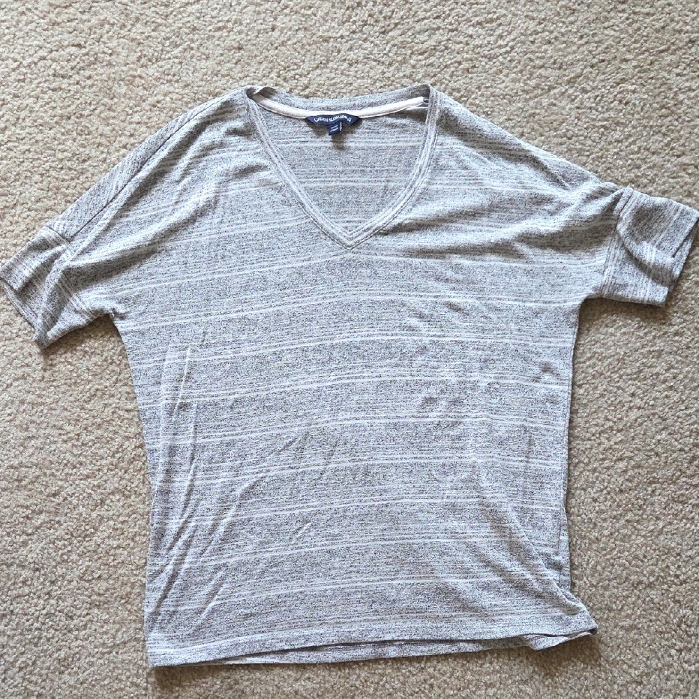 Calvin Klein Jeans Light Gray V-Neck Tee